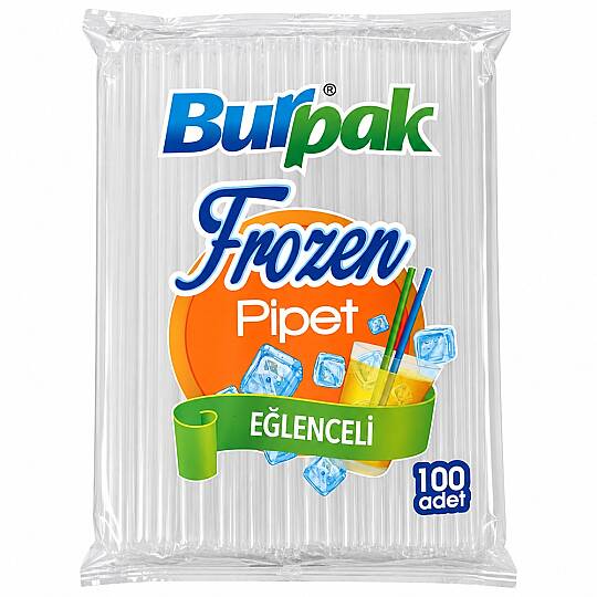 Burpak Frozen Şeffaf Pipet 7 mm * 22 cm 60 Paket x 100 Adet