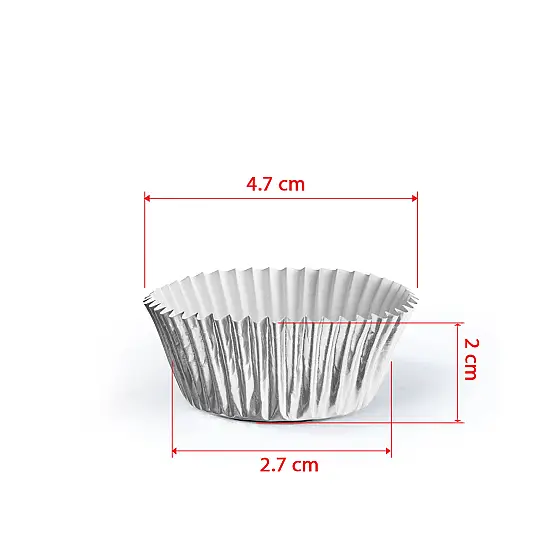 Roll-up Muffin Kek Kapsülü Gümüş İnce Mini 100 Paket x 100 Adet - 2