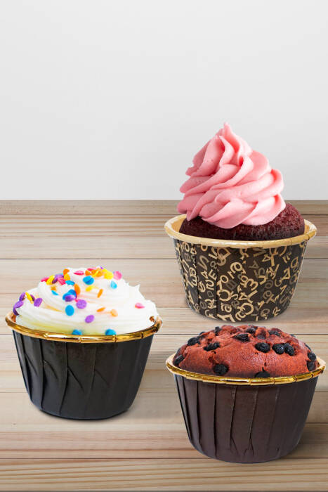 Roll-up Muffin Kek Kapsülü Kahverengi Desenli 30 Paket x 50 Adet - 3