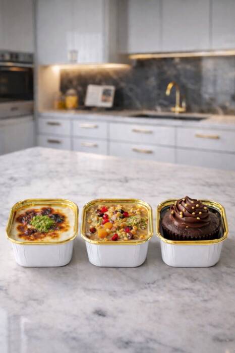Roll-up Muffin Kek Kapsülü Kare Beyaz-Altın 60 Paket x 25 Adet - 1