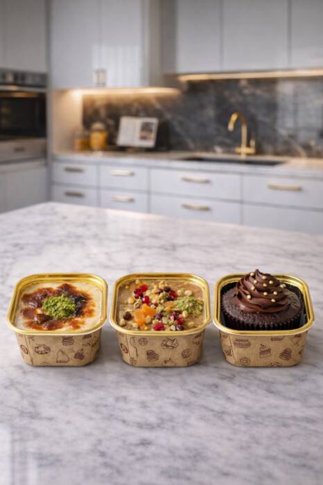 Roll-up Muffin Kare Kek Kapsülü Kraft Desenli 30 Paket x 50 Adet - 1