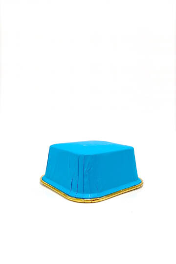Roll-up Muffin Kek Kapsülü Kare Mavi-Altın 60 Paket x 25 Adet - 6