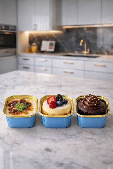 Roll-up Muffin Kek Kapsülü Kare Mavi-Altın 60 Paket x 25 Adet