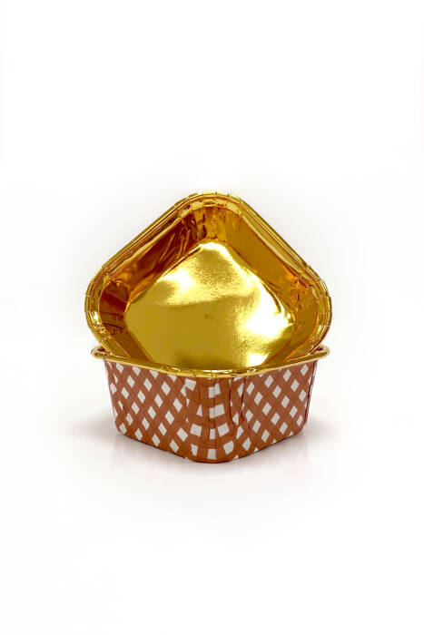 Roll-up Muffin Kare Pötikare Kırmızı-Altın Kek Kapsülü 60 Paket x 25 Adet - 2