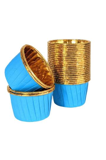 Roll-up Muffin Kek Kapsülü Mavi-Altın 60 Paket x 25 Adet