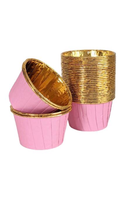 Roll-up Muffin Kek Kapsülü Pembe-Altın 60 Paket x 25 Adet - 1