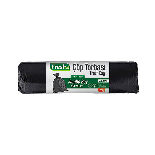 Fresh-Up Çöp Torbası Jumbo Boy 80*110cm 220 g Siyah 25 Paket x 10 Adet