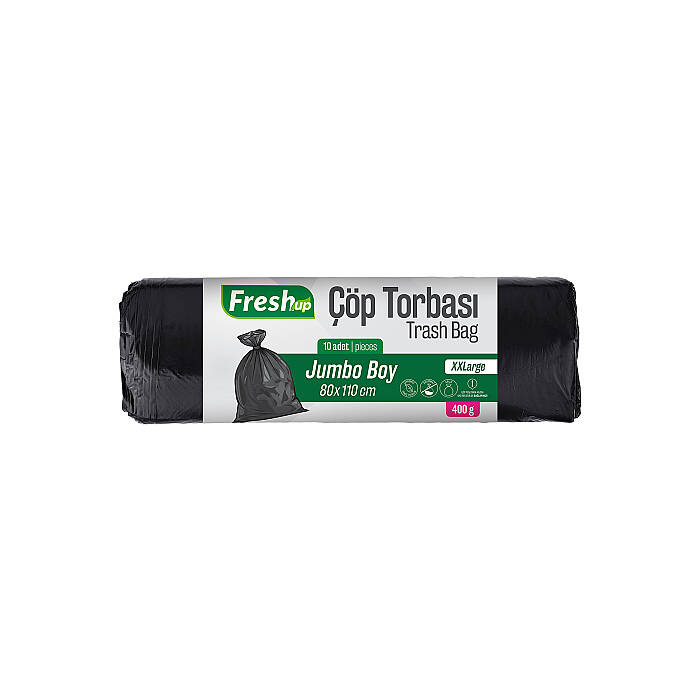 Fresh-Up Çöp Torbası Jumbo Boy Siyah 400 g 80*110 cm 20 Paket x 10 Adet - 1