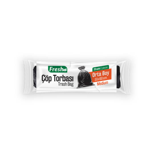 Fresh-Up Çöp Torbası Orta Boy 55*60 cm Siyah 50 Paket x 20 Adet