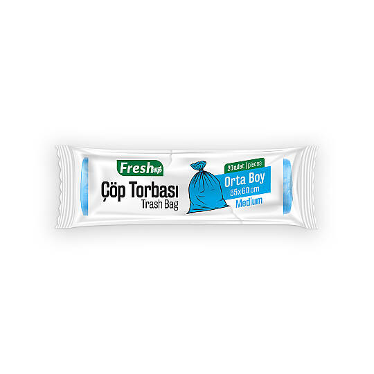 Fresh-Up Çöp Torbası Orta Boy Mavi 80 g 50 Paket x 20 Adet