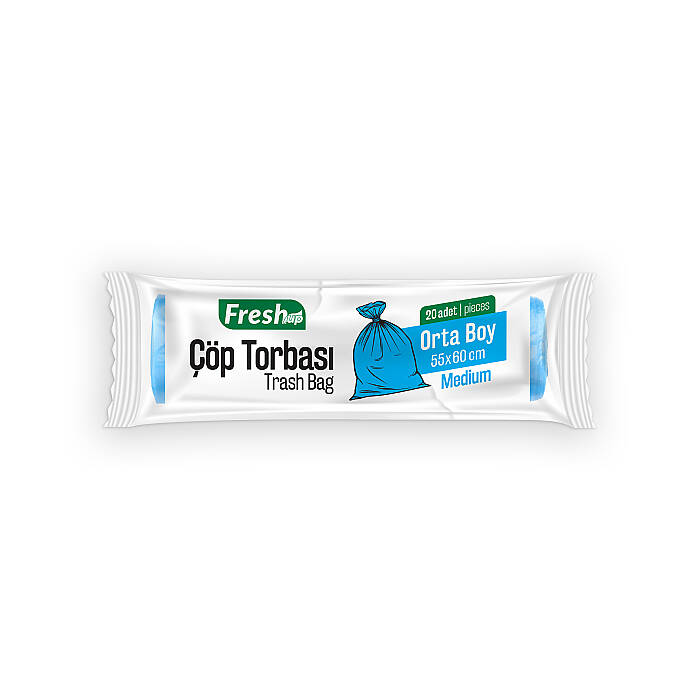 Fresh-Up Çöp Torbası Orta Boy Mavi 80 g 50 Paket x 20 Adet - 1