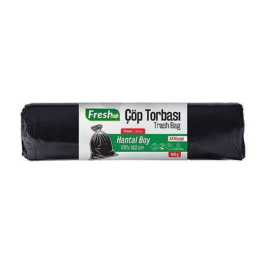 Fresh-up Hantal Çöp Torbası Siyah 800 g 100*150cm 10 Paket x 10 Adet