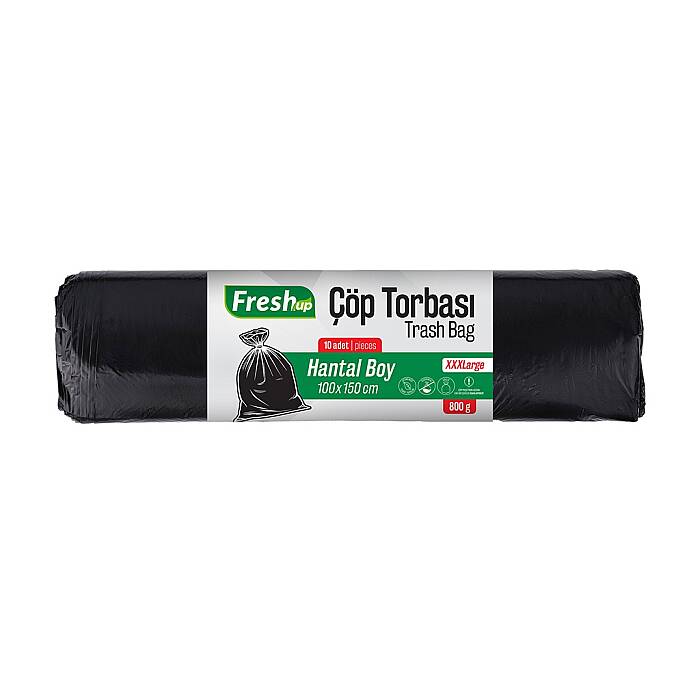 Fresh-up Hantal Çöp Torbası Siyah 800 g 100*150cm 10 Paket x 10 Adet - 1