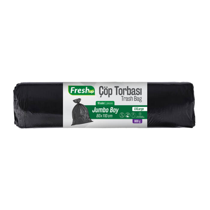 Fresh-Up Çöp Torbası Jumbo Boy 80*110 cm Siyah 10 Paket x 10 Adet - 1