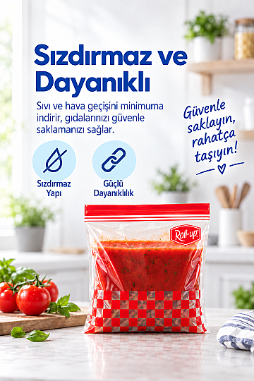 Roll-Up Çift Kilitli Saklama Poşeti 0,4+1 Litre 30 Adet x 24 Paket – Koli - 2