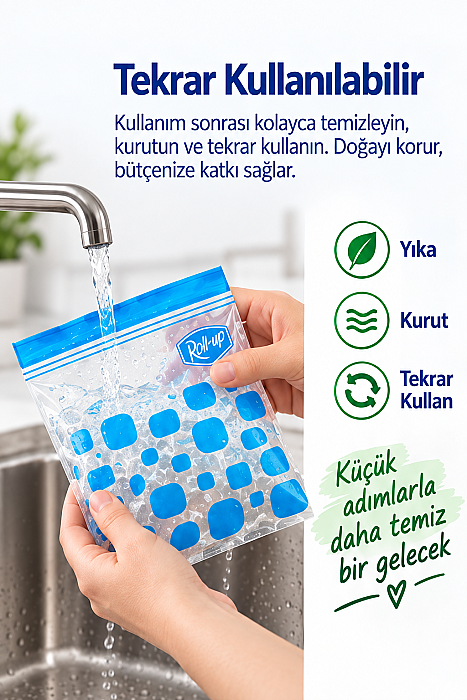 Roll-Up Çift Kilitli Saklama Poşeti 0,4+1 Litre 30 Adet x 24 Paket – Koli - 4