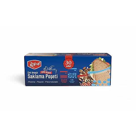 Roll-Up Çift Kilitli Saklama Poşeti 0,4+1 Litre 30 Adet x 24 Paket – Koli - 5