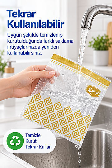 Roll-Up Çift Kilitli Saklama Poşeti 1,2 Litre 20 Adet x 24 Paket – Koli - 2