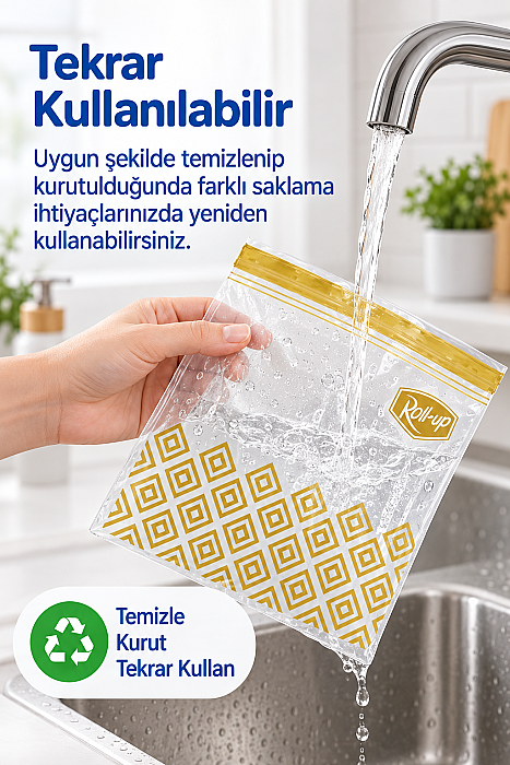 Roll-Up Çift Kilitli Saklama Poşeti 1,2 Litre 20 Adet x 24 Paket – Koli - 2