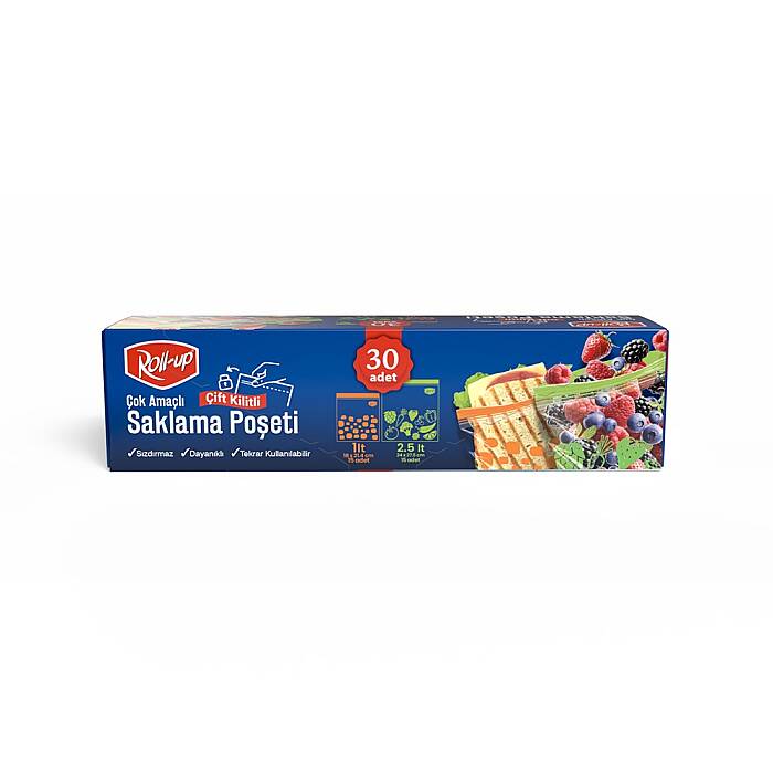 Roll-Up Çift Kilitli Saklama Poşeti 1+2,5 Litre 30 Adet x 24 Paket – Koli - 5