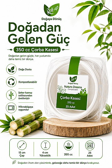 Roll-up Doğa Dostu Çorba Kasesi 350cc 25 Adet x 40 Paket - Koli - 4