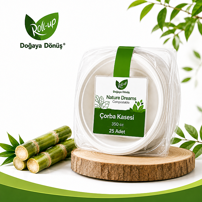 Roll-up Doğa Dostu Çorba Kasesi 350cc 25 Adet x 40 Paket - Koli - 1