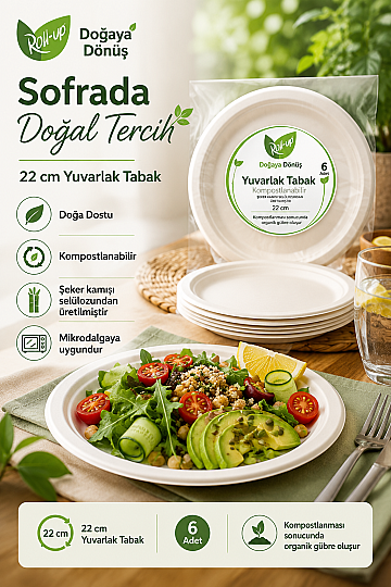 Roll-up Doğa Dostu Karton Tabak 22cm 6 Adet x 12 Paket - Koli - 4