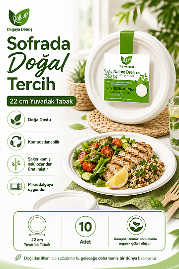 Roll-up Doğa Dostu Tabak 22cm 10 Adet x 20 Paket - Koli - 2