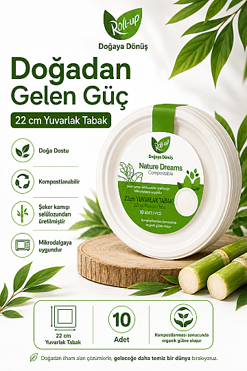 Roll-up Doğa Dostu Tabak 22cm 10 Adet x 20 Paket - Koli - 4