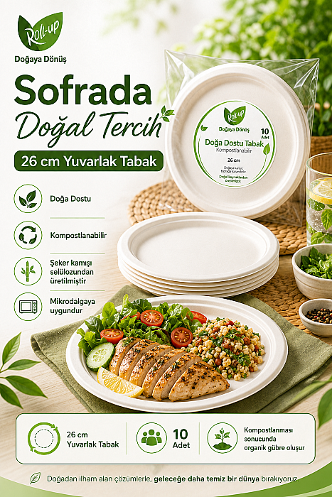 Roll-up Doğa Dostu Tabak 26cm 10 Adet x 20 Paket - Koli - 3