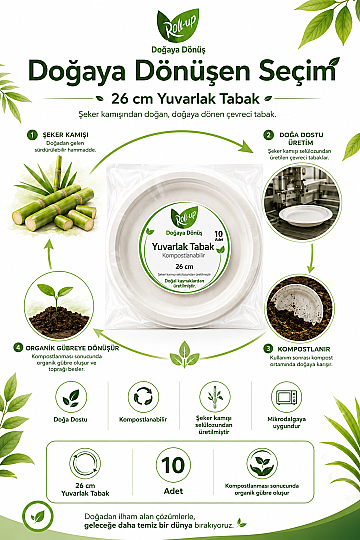 Roll-up Doğa Dostu Tabak 26cm 10 Adet x 20 Paket - Koli - 4