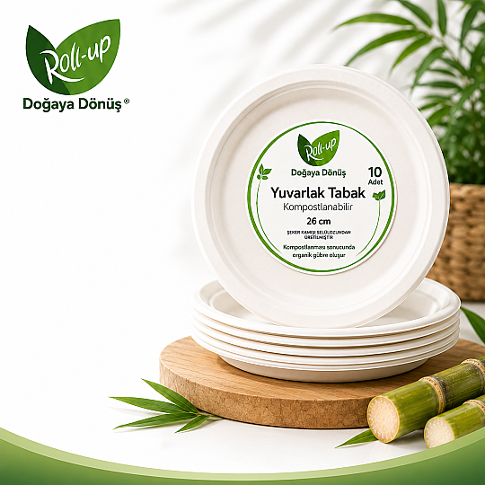 Roll-up Doğa Dostu Tabak 26cm 10 Adet x 20 Paket - Koli