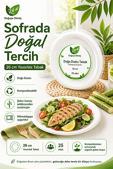 Roll-Up Doğa Dostu Tabak 26 cm 25 Adet x 40 Paket – Koli - 3