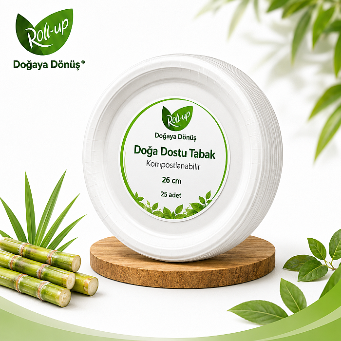 Roll-Up Doğa Dostu Tabak 26 cm 25 Adet x 40 Paket – Koli - 1