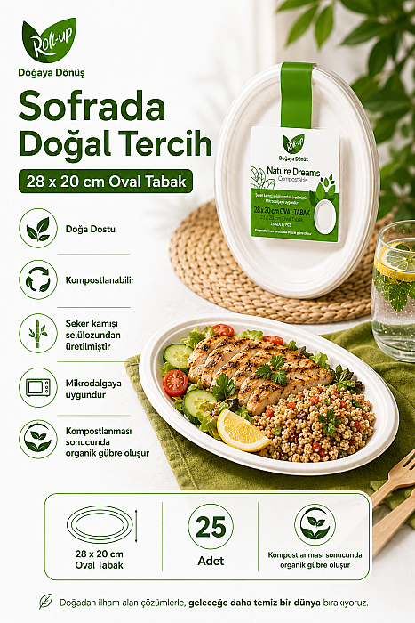 Roll-up Doğa Dostu Tabak Oval 25 Adet x 40 Paket - Koli - 4