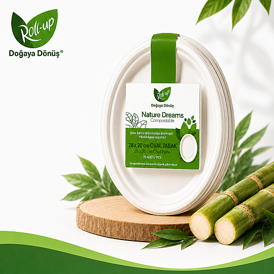 Roll-up Doğa Dostu Tabak Oval 25 Adet x 40 Paket - Koli