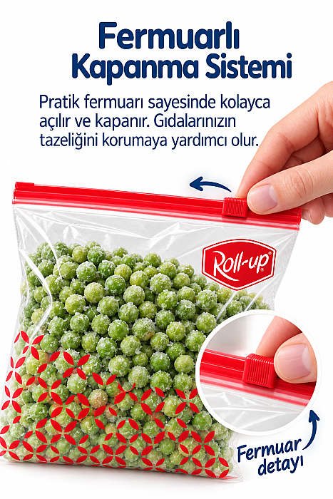 Roll-Up Fermuarlı Buzdolabı Poşeti 1 Litre 10 Adet | 24 Paket – Koli - 4