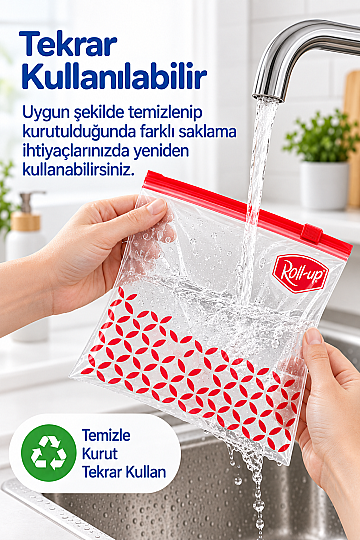 Roll-Up Fermuarlı Buzdolabı Poşeti 1 Litre 10 Adet | 24 Paket – Koli - 2