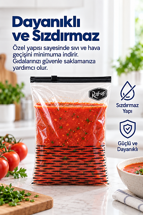 Roll-Up Fermuarlı Buzdolabı Poşeti 3 Litre 8 Adet | 24 Paket – Koli - 3
