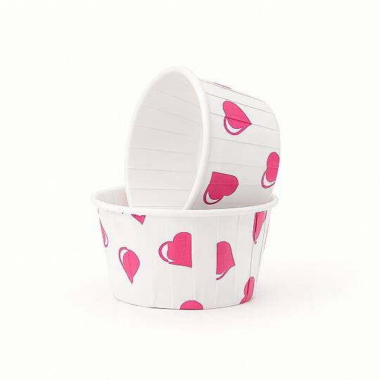 Roll-up Muffin Kek Kapsülü Kalp Puantiyeli  30 Paket x 50 Adet