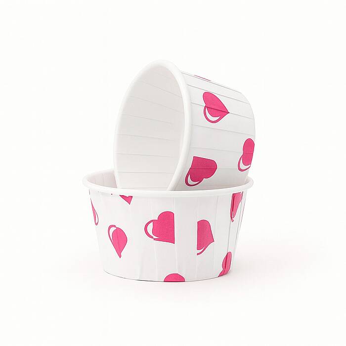 Roll-up Muffin Kek Kapsülü Kalp Puantiyeli 30 Paket x 50 Adet - 1