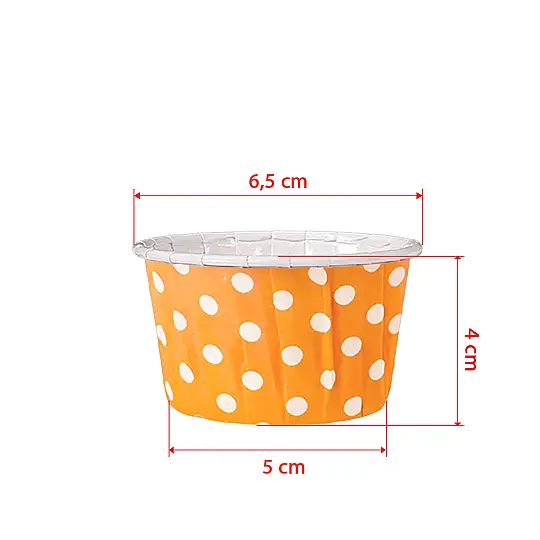 Roll-up Muffin Kek Kapsülü Turuncu Puantiyeli 30 Paket x 50 Adet - 3