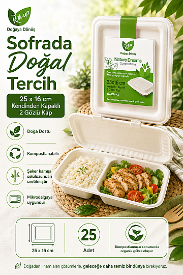 Roll-Up Nature Dreams Ekolojik 2 Gözlü Kendinden Kapaklı Kap 25x16 cm 25 Adet x 20 Paket – Koli - 2