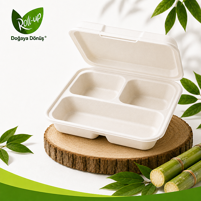 Roll-Up Nature Dreams Ekolojik 3 Gözlü Kendinden Kapaklı Kap 22x20 cm 25 Adet x 20 Paket – Koli - 1