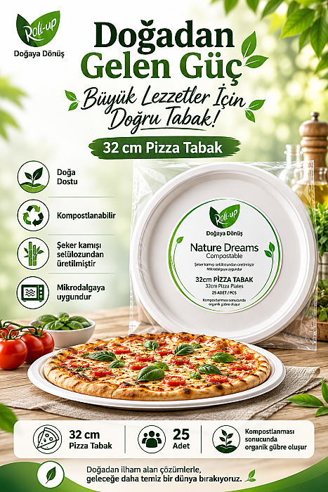 Roll-up Nature Dreams Ekolojik Karton Derin Tabak 23cm 25 Adet x 20 Paket - Koli - 2