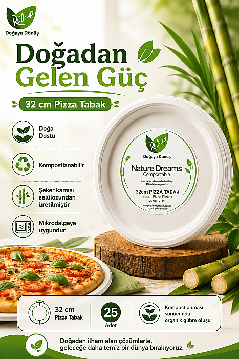 Roll-up Nature Dreams Ekolojik Karton Pizza Tabak 32cm 25 Adet x 20 Paket - Koli - 4