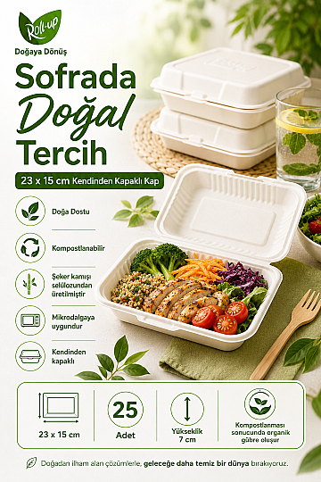 Roll-Up Nature Dreams Ekolojik Kendinden Kapaklı Kap 23x15 cm 25 Adet x 20 Paket – Koli - 2