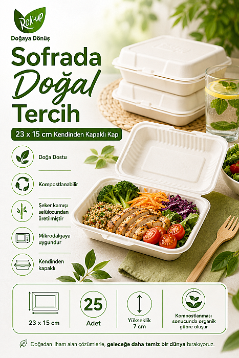 Roll-Up Nature Dreams Ekolojik Kendinden Kapaklı Kap 23x15 cm 25 Adet x 20 Paket – Koli - 2